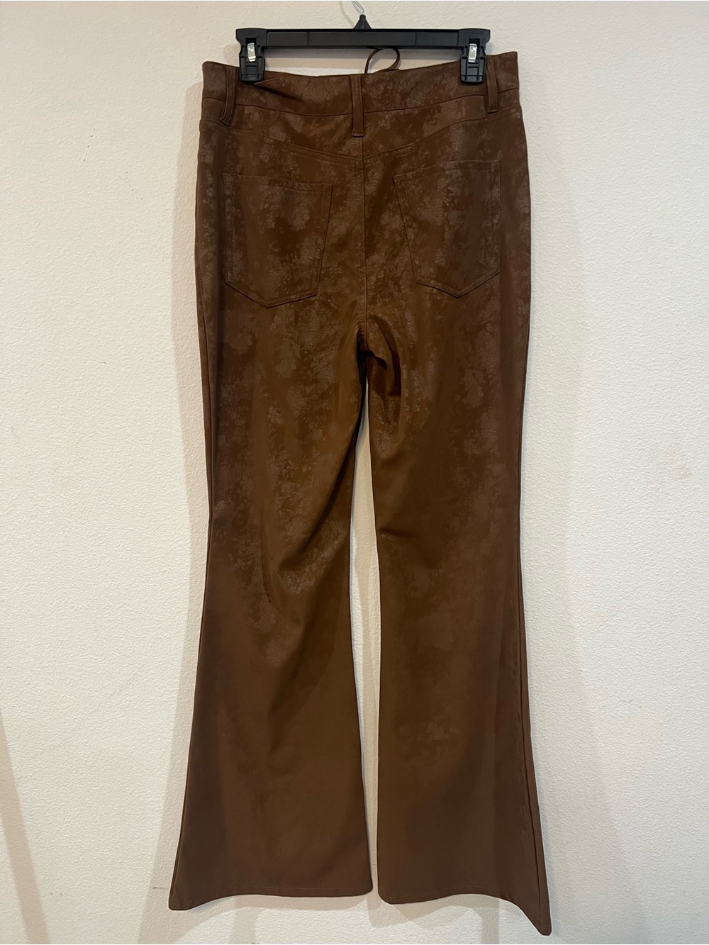 AFRM Brown Faux Leather Lace-Up Flare Pants Size 28 High Rise Retro 70s Vegan - Picture 6 of 8